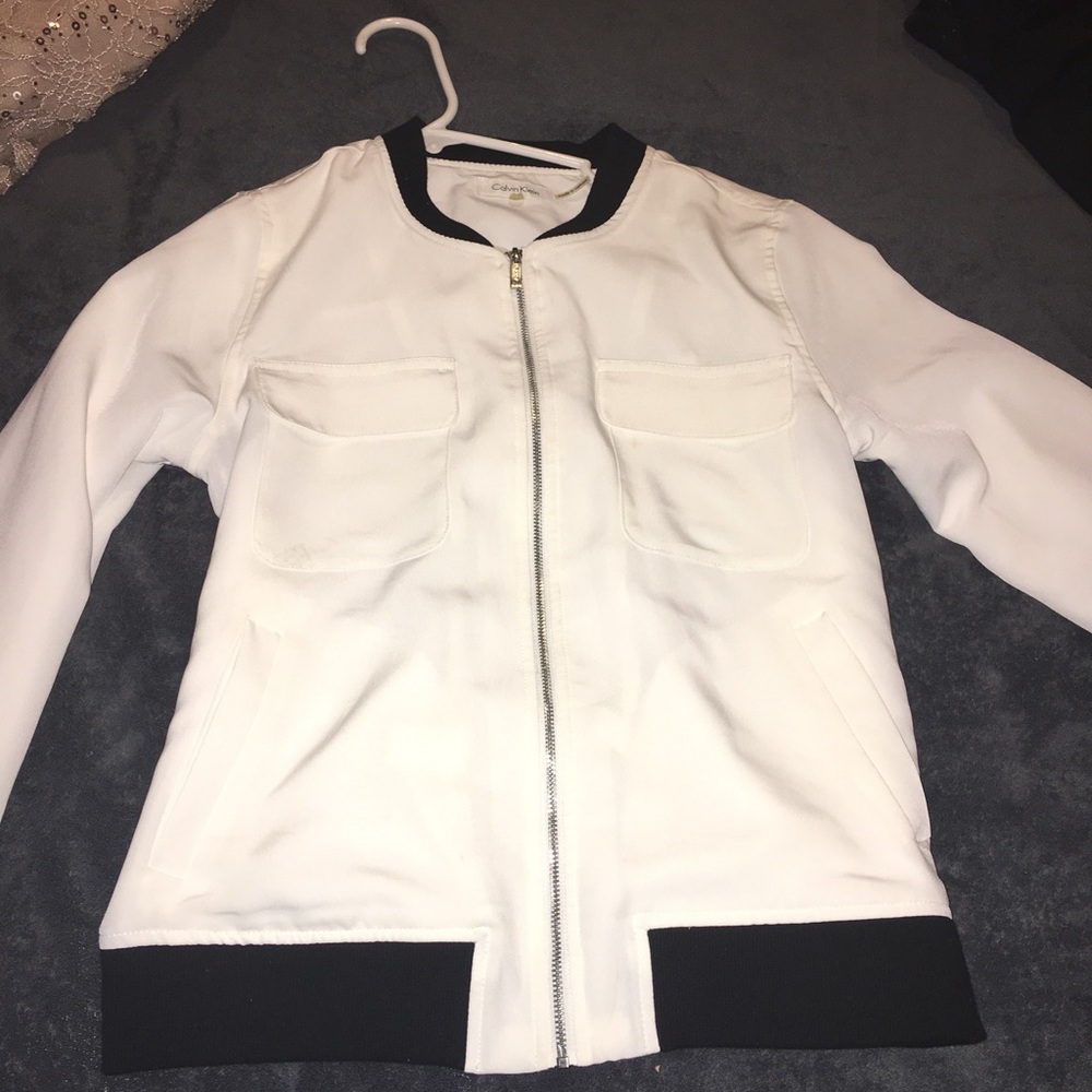 White with black blazer